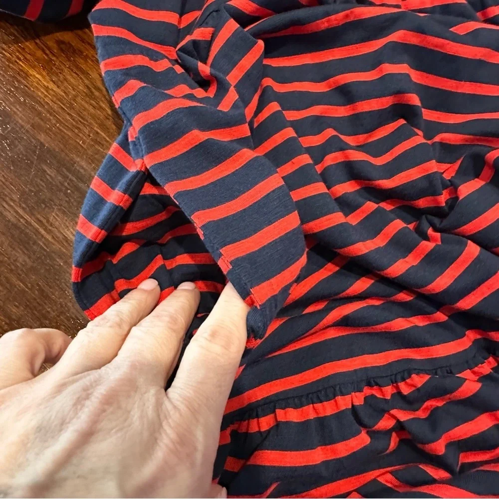Boden Emma Red Blue Striped Long Sleeve Midi Dress Size 6 US Pockets EUC